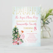 Zucker Pflaume Fairy Nutcracker Glitzer Winter Einladung (Stehend Vorderseite)