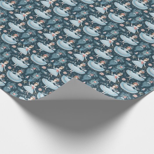 Zucker-Pflaumenzucht, klassisches Nutcracker-Wunde Geschenkpapier (Ecke)