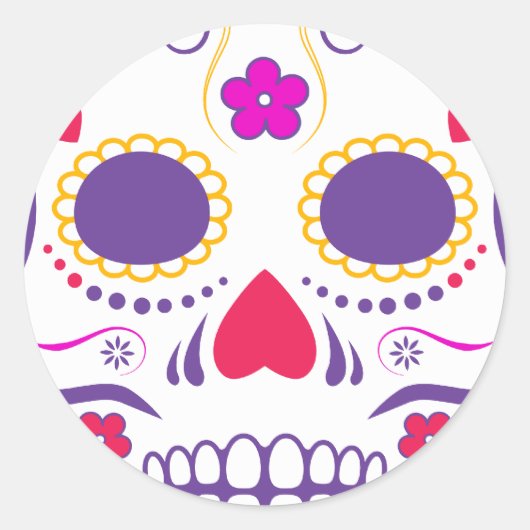 Zucker-Schädel: 1 Runder Aufkleber (Vorderseite)