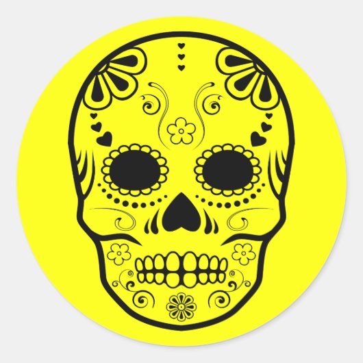 Zucker-Schädel: 1 Runder Aufkleber (Vorderseite)