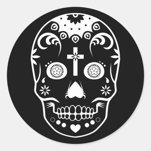 Zucker-Schädel: 2 Runder Aufkleber (Vorderseite)