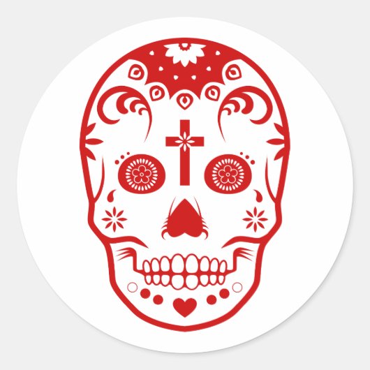 Zucker-Schädel: 2 Runder Aufkleber (Vorderseite)