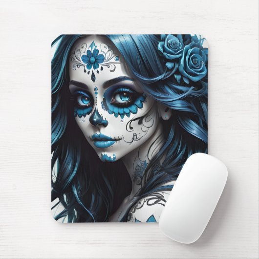 Zucker Schädel 9 blau Mousepad (Mit Mouse)