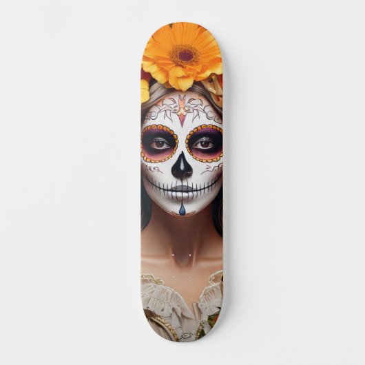 Zucker-Schädel-Dame Skateboard (Vorderseite)
