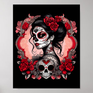 Zucker-Schädel-Frauen De Los Muertos La Catrina Ta Poster