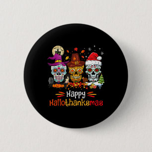 Zucker-Schädel-Hallothanksmas-Halloween-Erntedankf Button