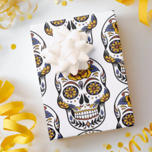 Zucker-Schädel-Halloween-Totensonntag Geschenkpapier Set