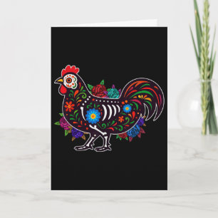 Zucker-Schädel-Huhn Dia De Muertos Halloween Tag O Karte