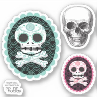 Zucker Schädel in Crossbones Cameo Tattoo Cut Aufkleber