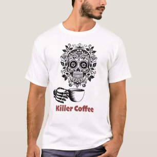Zucker-Schädel-Kaffeekocher Killer-Kaffee T-Shirt