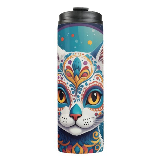 Zucker-Schädel-Kitty Thermosbecher (Vorderseite)