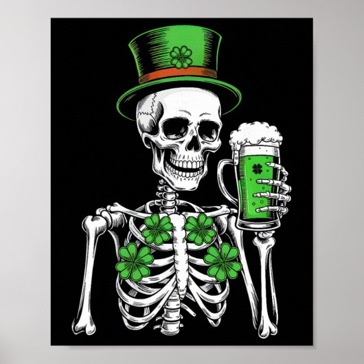 Zucker-Schädel-Kleeblatt St. Patricks Day Männer F Poster (Vorne)