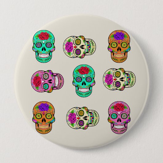 Zucker-Schädel-Knopf Button (Vorderseite)