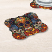 Zucker-Schädel-Kürbis-Fest, Calavera Untersetzer (angewinkelt)