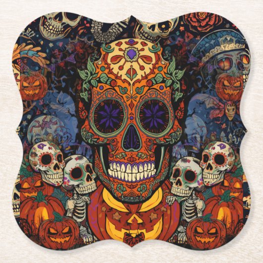 Zucker-Schädel-Kürbis-Fest, Calavera Untersetzer (Vorderseite)