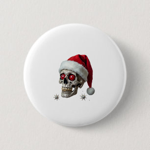 Zucker-Schädel-mit-Santa-Hut-Tee-Weihnachten-Pyjam Button