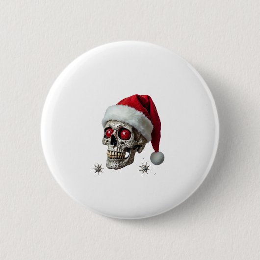 Zucker-Schädel-mit-Santa-Hut-Tee-Weihnachten-Pyjam Button (Vorderseite)