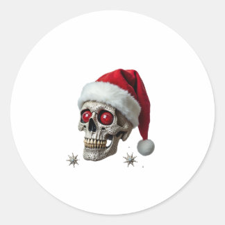Zucker-Schädel-mit-Santa-Hut-Tee-Weihnachten-Pyjam Runder Aufkleber
