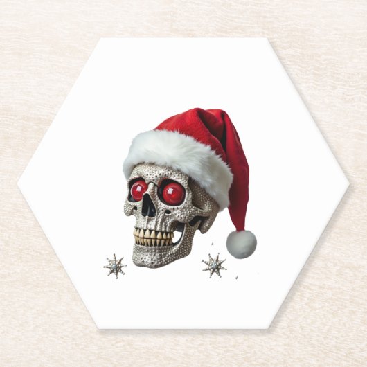 Zucker-Schädel-mit-Santa-Hut-Tee-Weihnachten-Pyjam Untersetzer (Vorderseite)