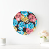 Zucker Schädel, nahtlos festlicher Hintergrund. Große Wanduhr (Zuhause)