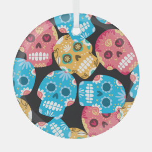 Zucker Schädel, nahtlos festlicher Hintergrund. Ornament Aus Glas