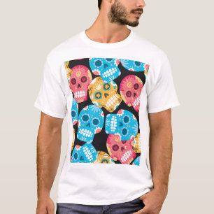 Zucker Schädel, nahtlos festlicher Hintergrund. T-Shirt
