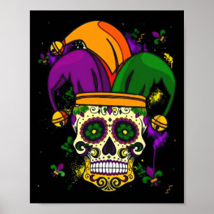 Zucker-Schädel-Narrenhut Mardi Gras Fett Dienstag  Poster