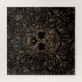 Zucker-Schädel-Ornament Schwarz und Gold Puzzle (Horizontal)