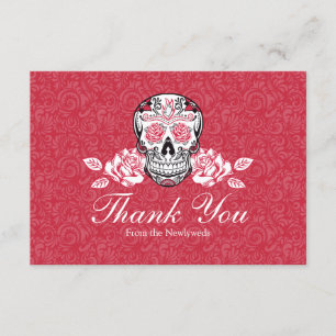 Zucker-Schädel + Rosen Flache Dankeskarten leere R Ankündigung