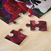 Zucker Schädel-Rote Rosen Lila Puzzle (Seite)