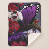 Zucker Schädel-Rote Rosen Lila Sherpadecke (Vorderseite)