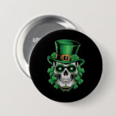 Zucker-Schädel-St.-Patrick-Tag Glücksklee Button (Vorne & Hinten)