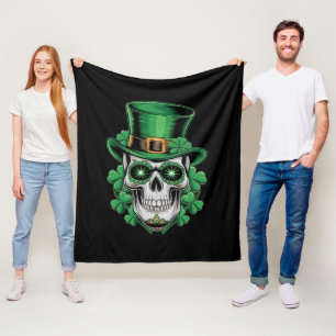 Zucker-Schädel-St.-Patrick-Tag Glücksklee Fleecedecke
