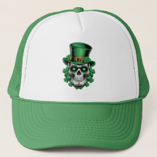Zucker-Schädel-St.-Patrick-Tag Glücksklee Truckerkappe