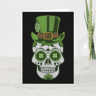 Zucker-Schädel St. Patrick's Day Glückskleeblatt V Karte