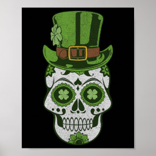 Zucker-Schädel St. Patrick's Day Glückskleeblatt V Poster