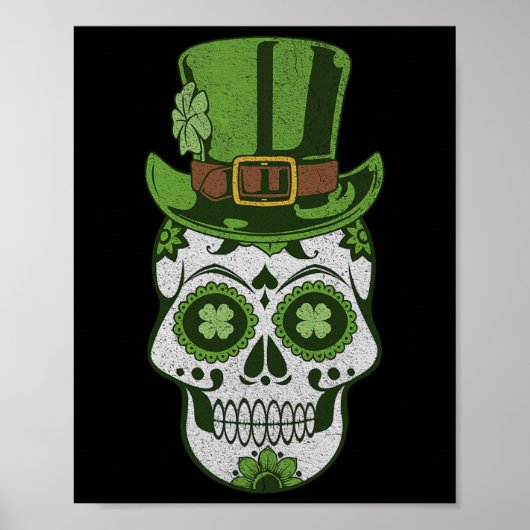Zucker-Schädel St. Patrick's Day Glückskleeblatt V Poster (Vorne)