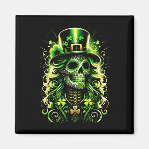 Zucker-Schädel-St.-Patricks-Tag-Of-Dead-Kobold  Magnet