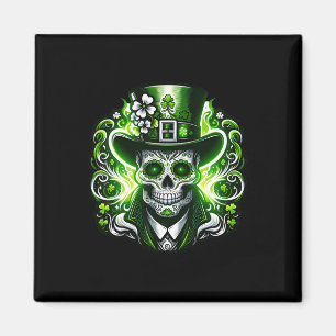 Zucker-Schädel-St.-Patricks-Tag-Of-Dead-Leprechaun Magnet