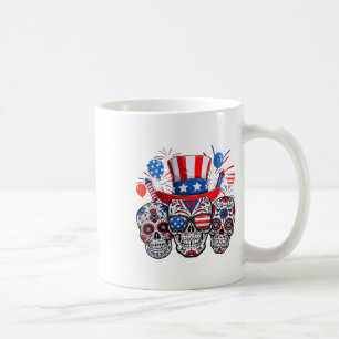 Zucker Schädel Sungles Feuerwerk American Flag 4th Kaffeetasse