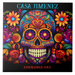 Zucker-Schädel-Tag der toten Hochzeitsgeschenktafe Fliese