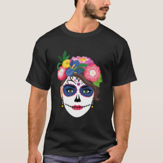 Zucker-Schädel-Tattoo Floral Dia De Los Muertos Ta T-Shirt