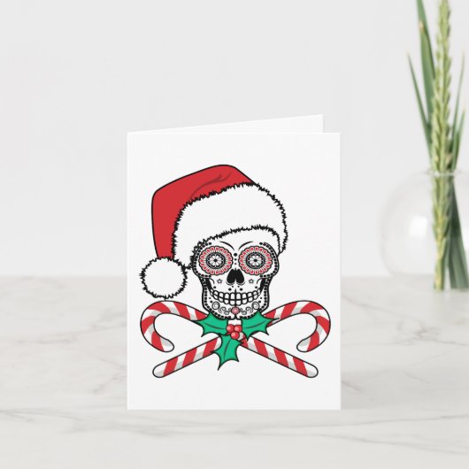 Zucker-Schädel-Weihnachtsmann Karte (Vorderseite)