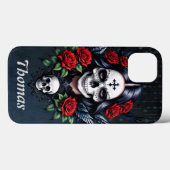 Zucker Schädelgel mit Rose. Case-Mate iPhone Hülle (Rückseite (Horizontal))
