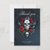 Zucker Schädelgel mit Rose. Dankeskarte (Vorderseite)