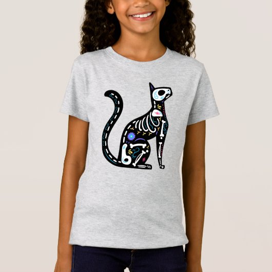 Zucker-Schädelkalavera-Katze III T-Shirt (Vorderseite)