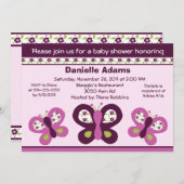 Zucker-Schmetterlinge #2 Kinderduscheinladungen Einladung (Vorne/Hinten)