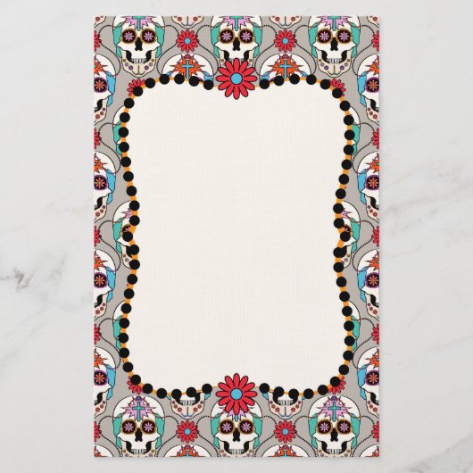 Zucker-Skulls Grafik Briefpapier (Vorderseite)