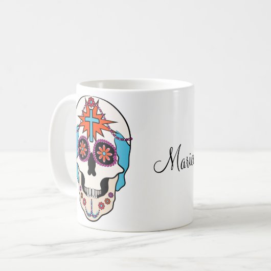 Zucker-Skulls Grafik Kaffeetasse (Vorderseite Links)