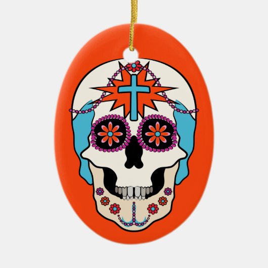 Zucker-Skulls Grafik Keramikornament (Vorne)